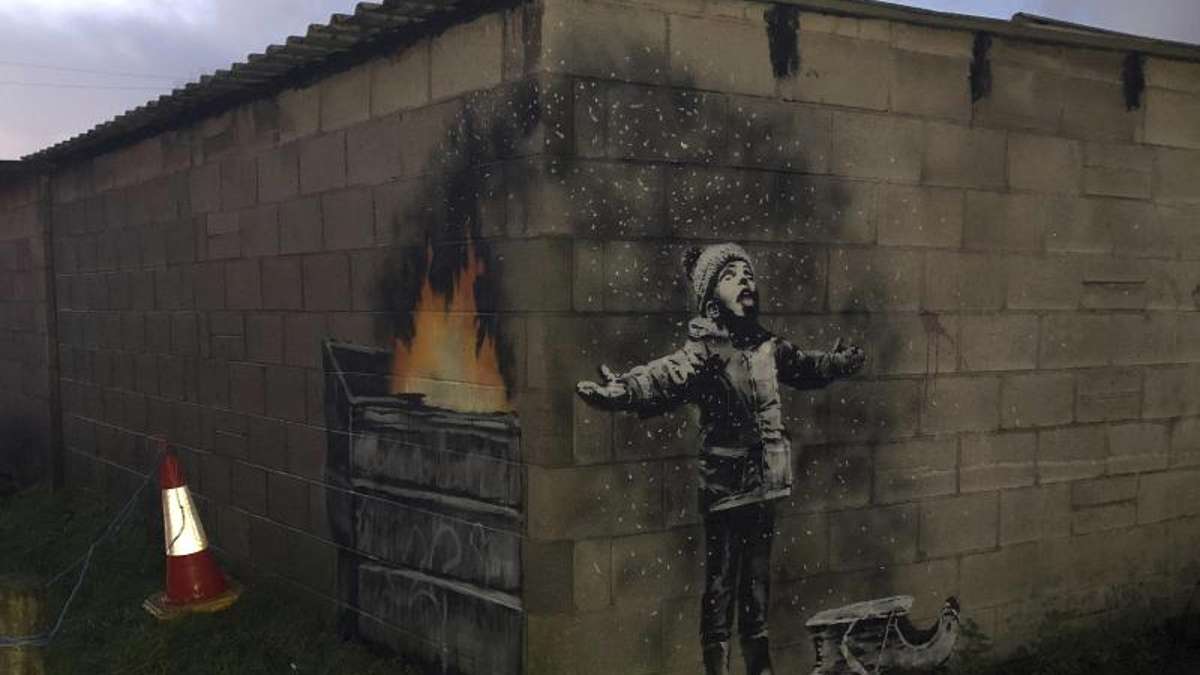 Feuilleton: Weihnachtsgrüße von Banksy: Neues Graffiti in Wales aufgetaucht