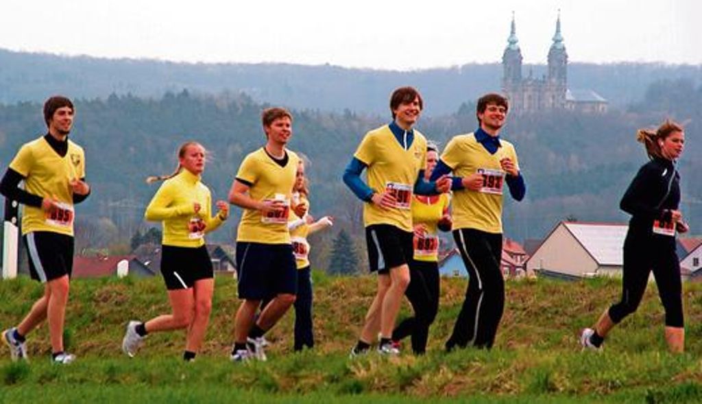 Vierzehnheiligen ist neben Kloster Banz und dem Staffelberg eine Sehenswürdigkeit, die die Läuferinnen und Läufer beim Obermain-Marathon passieren.