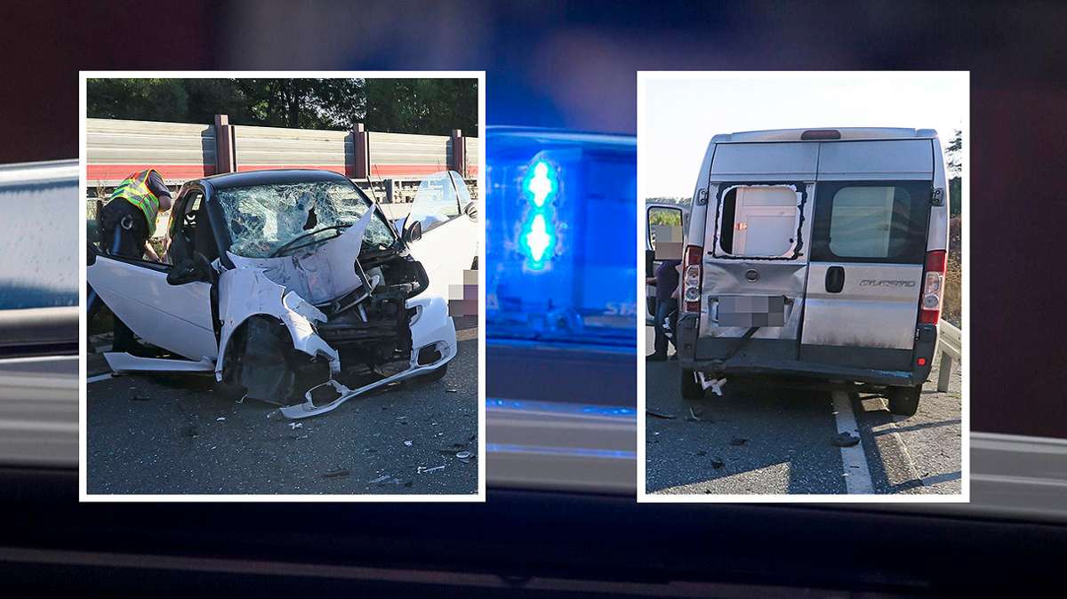Coburg/Neuses: Smart kracht auf B4 in Kleintransporter: Fahrer schwer verletzt