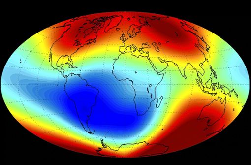 Im Südatlantik ist das Magnetfeld am schwächsten. Foto: ESA/DTU Space