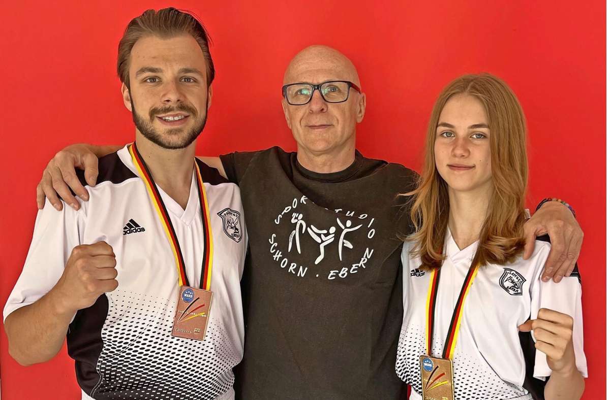Das erfolgreiche Team des Sportstudio Schorn mit (von links) Vincent Schorn, Trainer Jürgen Schorn und Jule Greul. Foto: Wolfgang Dietz