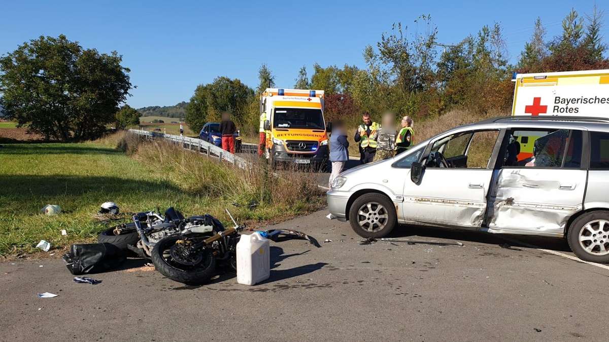 Landkreis Haßberge: Motorradfahrer bei Unfall schwer verletzt