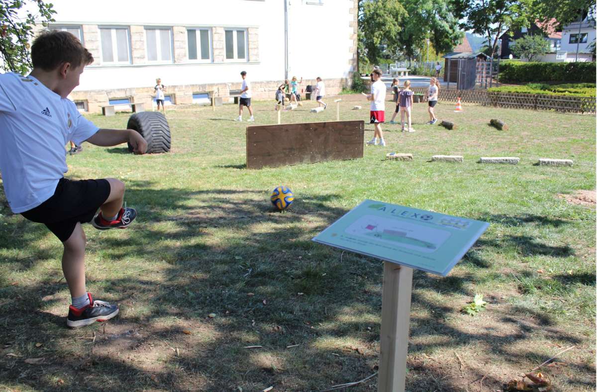 Und drauf! Sich beim Sport auszutoben, macht den Einberger Schülern Spaß. Foto: Diana Atzpodien/Diana Atzpodien