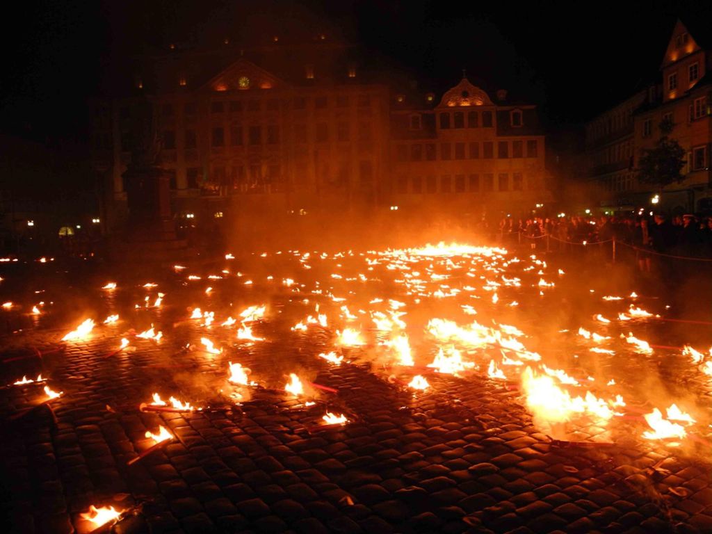 Coburger Marktplatz in Flammen