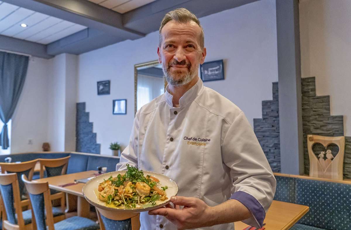 Evangelos Giannakakos favorisiert in seinem Restaurant „Anemone“ in Pegnitz die griechisch-mediterrane Küche.
