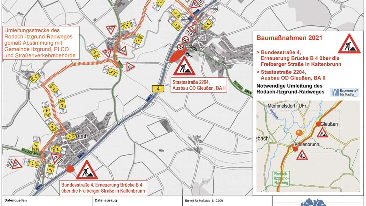 B 4 teilweise gesperrt: Itzgrund-Radweg für Autofahrer