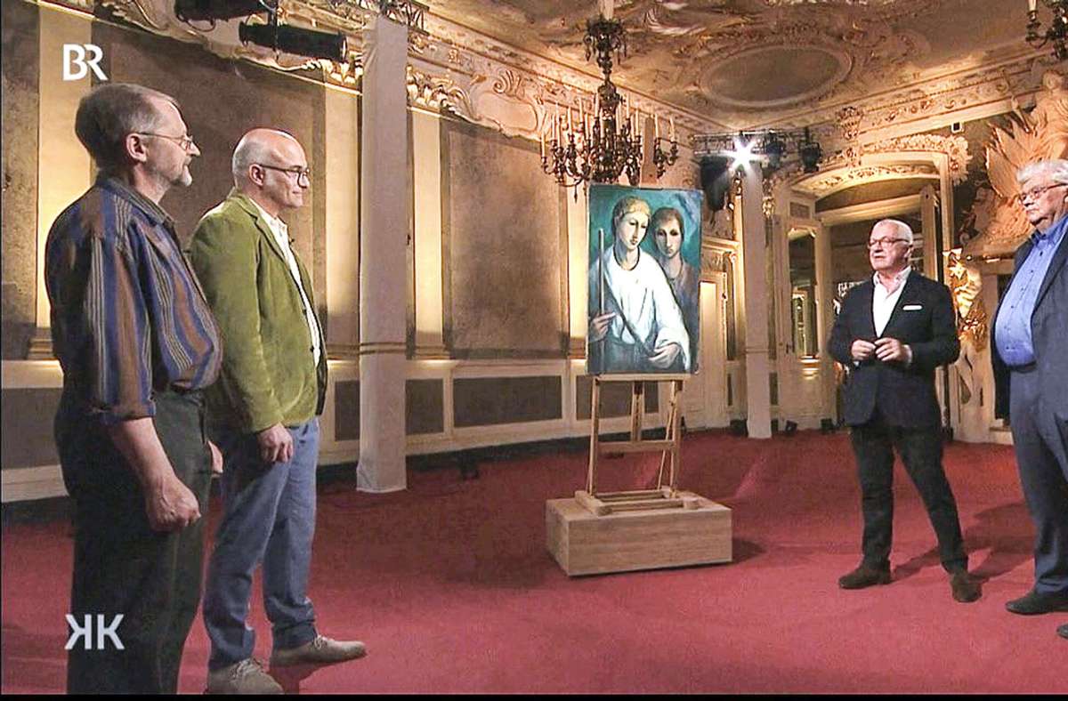 Andreas Remshard und Stefan Andritschke mit den beiden Kunsthistorikern Herbert Giese und Hans Ottomeyer (von links) Foto: /Screenshot BR „Kunst und Krempel“